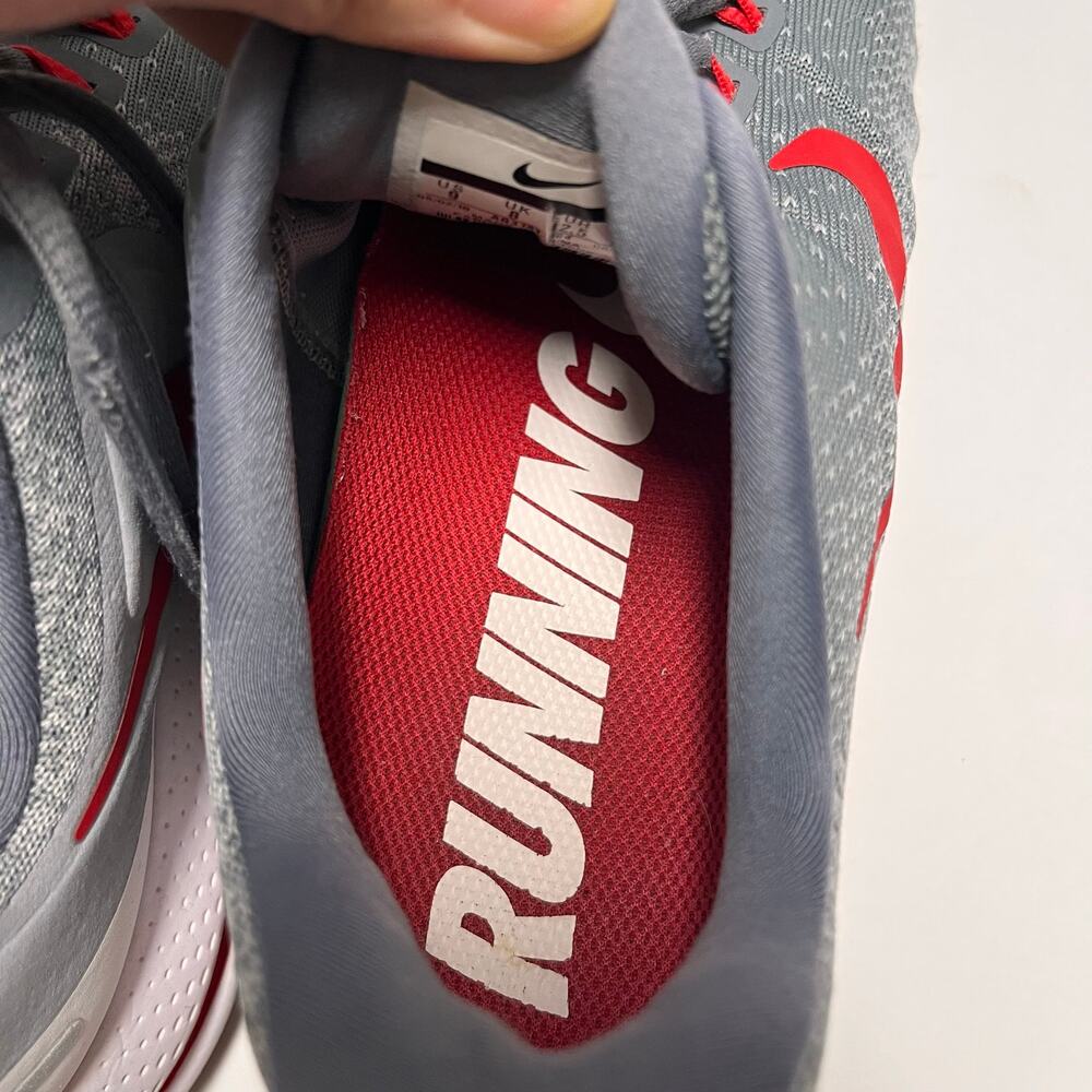 Nike Zoom Vomero 13 Men’s 9 Gray Red Running Shoes AO3181-064 Cushion Sneaker - Picture 7 of 10